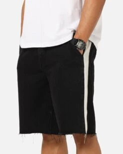 Saint Morta Amplus Sidewinder Denim Jort Shorts Black/Off White -Culture Kings 03013255 YB479 mens 0050
