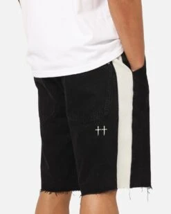Saint Morta Amplus Sidewinder Denim Jort Shorts Black/Off White -Culture Kings 03013255 YB479 mens 0060