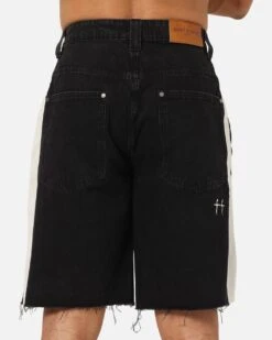 Saint Morta Amplus Sidewinder Denim Jort Shorts Black/Off White -Culture Kings 03013255 YB479 mens 0080