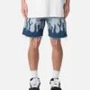 MNML Flame Denim Shorts Blue -Culture Kings 03013372 YX001 mens 00010