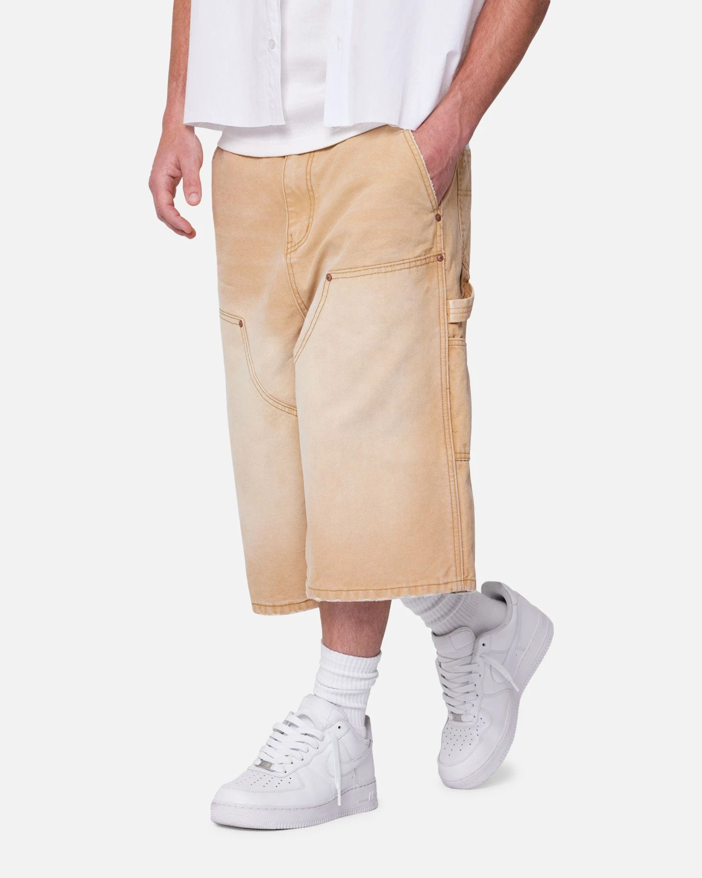 MNML Ultra Baggy Carpenter Shorts Washed Tan 7 MNML Ultra Baggy Carpenter Shorts Washed Tan - Image 5