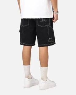 Saint Morta Amplus Fray Carpenter Jort Shorts Contrast Black