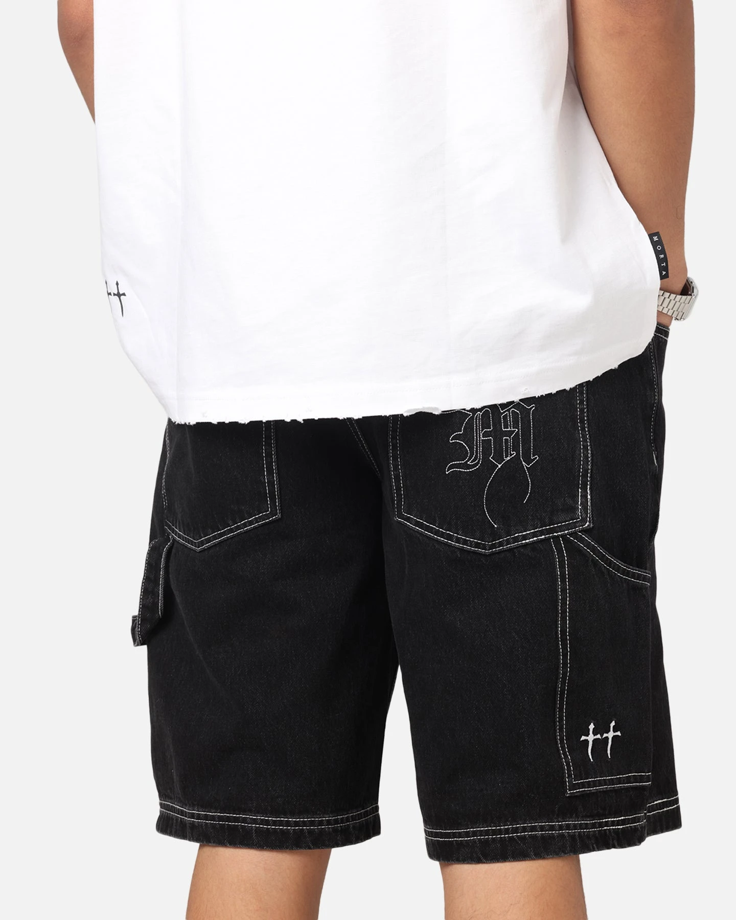 Saint Morta Amplus Fray Carpenter Jort Shorts Contrast Black 6 Saint Morta Amplus Fray Carpenter Jort Shorts Contrast Black - Image 4