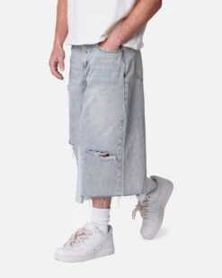 MNML Panelled Denim Shorts Light Blue Wash -Culture Kings 03013460 YL219 mens 0050