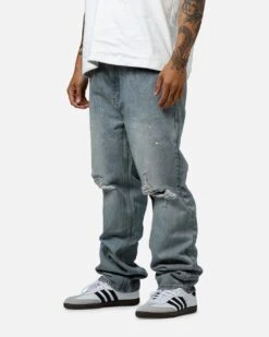 MNML Painted Straight Denim Jeans Light Blue -Culture Kings 03013463 YL200 mens 0040