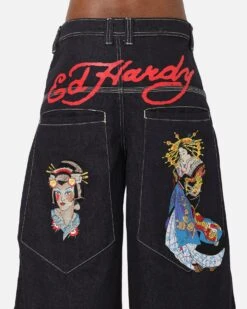Ed Hardy Ultra Wide Leg Denim Jeans Indigo -Culture Kings 03013704 YI001 mens 0070