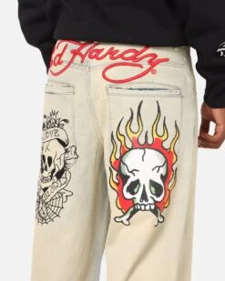 Ed Hardy Wide Leg Skull Jeans Sage -Culture Kings 03013706 YS227 mens 0030