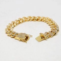 Saint Morta 12mm Diamond Cuban Link Bracelet Gold Plated -Culture Kings 06004247 YG876 default 0040