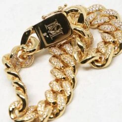 Saint Morta 12mm Diamond Cuban Link Bracelet Gold Plated -Culture Kings 06004247 YG876 default 0050