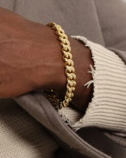 Saint Morta 12mm Diamond Cuban Link Bracelet Gold Plated -Culture Kings 06004247 YG876 mens 0015