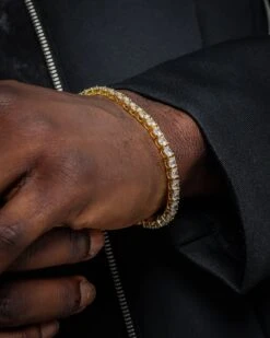 Saint Morta Round Cut 9" Tennis Bracelet Gold Plated -Culture Kings 06004250 YG876 mens 0015
