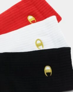 Champion C Logo Crew Socks 3 Pack White/Black/Red -Culture Kings 06008218 YP186 default 00030