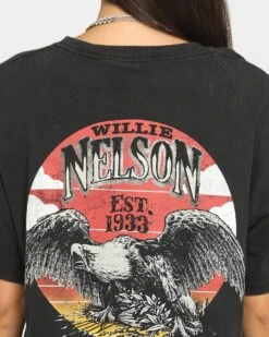 WILLIE NELSON 1993 Eagle Short Sleeve Vintage T-Shirt Washed Black -Culture Kings 08000476 YW607 womens 0050