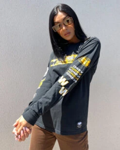 Wu Wear Merch Multi Logo Long Sleeve T-Shirt Black Wash