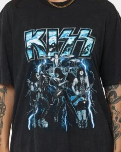 Kiss Lightning Bolt T-Shirt Black Wash -Culture Kings 08000950 YB295 womens 0030