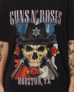 Guns N Roses Houston Skull T-Shirt Washed Black -Culture Kings 08001019 YW607 womens 0030