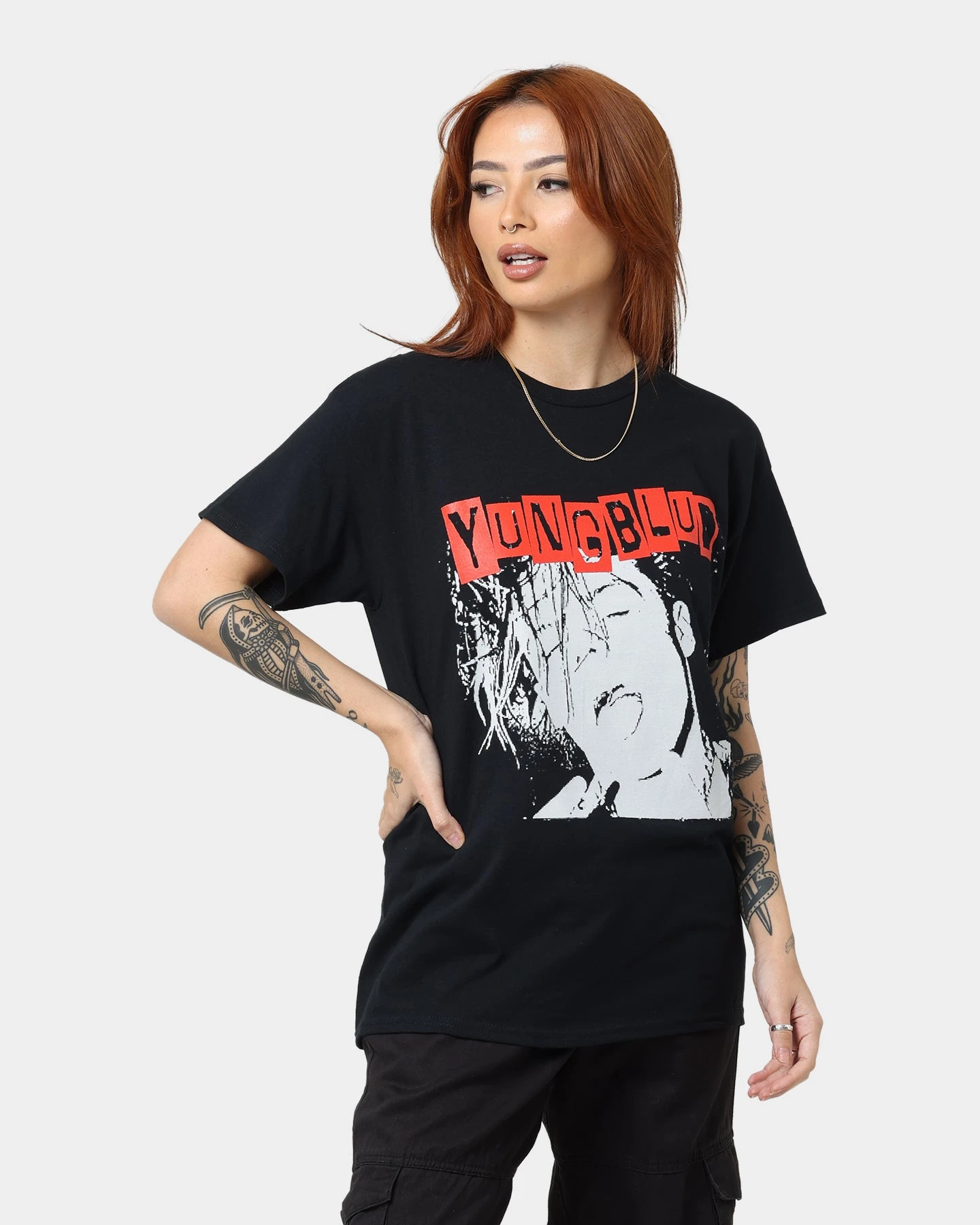 YUNGBLUD Universal Music X YUNGBLUD Stencil Photo T-Shirt Black 3 YUNGBLUD Universal Music X YUNGBLUD Stencil Photo T-Shirt Black