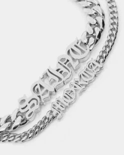 Saint Morta Our Faith Double Chain Necklace White Gold -Culture Kings 09000263 YW101 default 00050