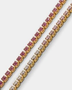 Saint Morta Micro Coloured Tennis Bracelet Gold/Pink -Culture Kings 09000289 YG838 default 00040