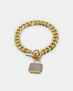 Raising Hell Women's Iced Padlock Bracelet Iced Gold -Culture Kings 09000374 YI026 default 00040