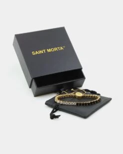 Saint Morta Adjustable Statement Bracelet Gold/Iced Gold/Black -Culture Kings 09000453 YB984 default 0030
