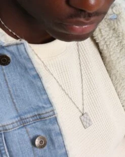 Saint Morta Checkerboard Pendant Necklace White Gold