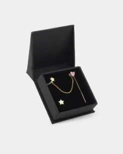 Raising Hell Women's Starry Heart Earrings Chain Gold/Pink -Culture Kings 09000608 YG838 default 0060