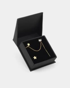 Raising Hell Women's Starry Heart Earrings Chain Iced Gold -Culture Kings 09000608 YI026 default 0060
