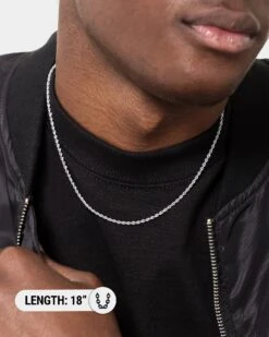 NXS 2mm Rope Necklace White Gold -Culture Kings 09000619 YW101 mens 0016