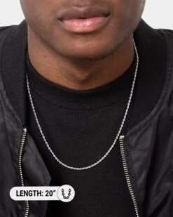 NXS 2mm Rope Necklace White Gold -Culture Kings 09000619 YW101 mens 0017