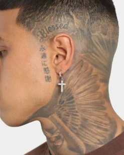 NXS Mini Cross Earring Iced White Gold -Culture Kings 09000633 YI040 default 0015