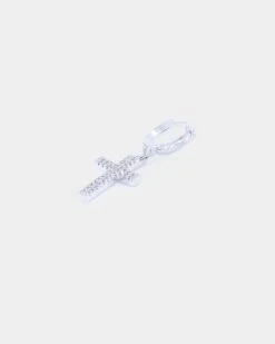 NXS Mini Cross Earring Iced White Gold -Culture Kings 09000633 YI040 default 0040
