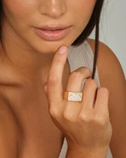 Wild For The Weekend Cloud Crystal Signet Ring (Large) Gold