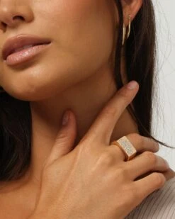 Wild For The Weekend Cloud Crystal Signet Ring (Medium) Gold