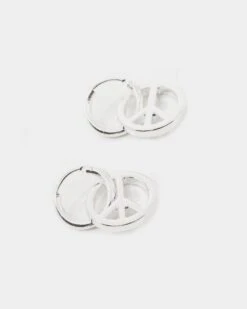 Wild For The Weekend Peace Drop Hoop Earrings Silver -Culture Kings 09000660 YS001 default 0030