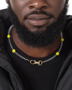 Wild For The Weekend Smiley Beaded Necklace Gold