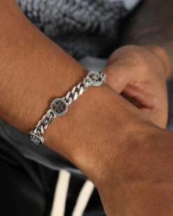 Guess Mainline Log-In 11mm Triple 4G Curb Chain Bracelet Steel -Culture Kings 09000924 YS350 mens 0025