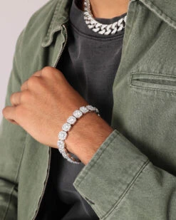 NXS Clustered Tennis Bracelet Iced White Gold