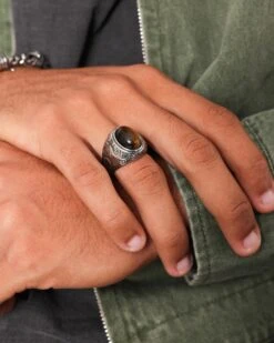 NXS Tiger Eye Ring Steel/Brown -Culture Kings 09001122 YS753 mens 0015