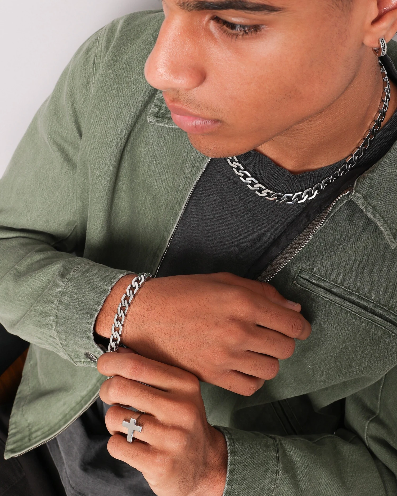 NXS Hex Cut Curb Bracelet White Gold 5 NXS Hex Cut Curb Bracelet White Gold - Image 3