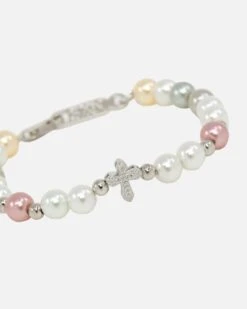 NXS Coloured Cross Pearl Bracelet Multi/White