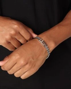 Guess Mainline Vegas Logo 7mm Chain Bracelet Silver