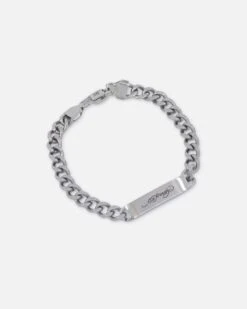 Ed Hardy Scroll Logo Curb Chain Bracelet Silver