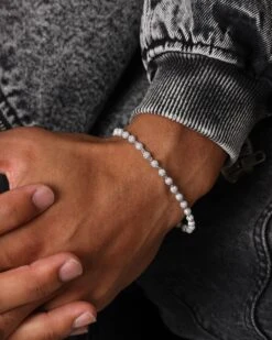 Saint Morta 4mm Iced Ball Bracelet White Gold