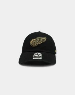 '47 BRAND 47 Brand Detroit Red Wings Clean Up Strapback Black/Gold