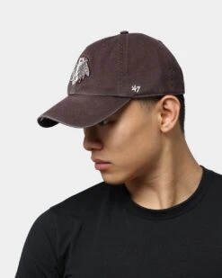 '47 BRAND 47 Brand Chicago Blackhawks Clean Up Strapback Brown -Culture Kings 195000669323 mens 0100