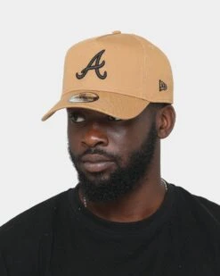 New Era Atlanta Braves 9FORTY A-Frame Snapback Wheat/Black -Culture Kings 195131723161 mens 0100