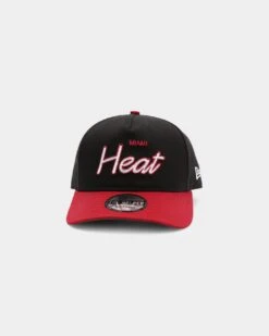 New Era Miami Heat 2-Tone Script Old Golfer Snapback Black/Maroon