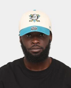 '47 BRAND 47 Brand Anaheim Ducks 'Off White/Team Logo' Clean Up Strapback Natural -Culture Kings 196002183145 mens 0100