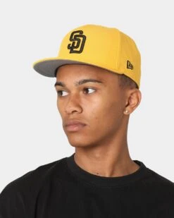 New Era San Diego Padres 40th Anniversary 'Yellow Gold World Series' 59FIFTY Fitted Yellow/Black -Culture Kings 196174952303 mens 0100